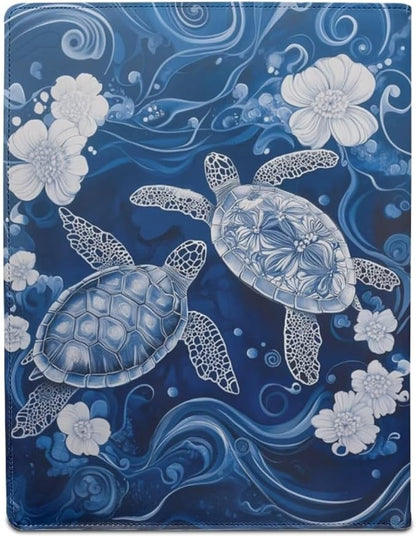 Cozeyat Floral Sea Turtle Clipboard Folder Portfolio, A4 Leather Padfolio Clipboard, Business Portfolio Clipboard Folder Professional Portfolio for Interview Resume Office Conference