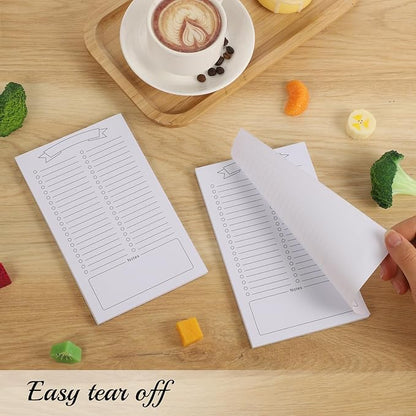 2 Pack Grocery List Magnet Pad for Fridge with Pen Holder, Totally 120 Sheets Magnetic Note Pad for Fridge Full Back Magnet Shopping List, To Do List, Memo Notepads, 4.5x7.5"(Blank Design)