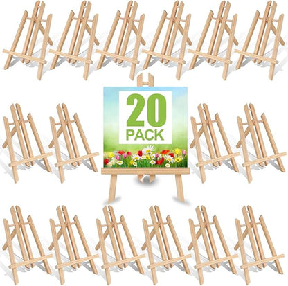 20pack Portable Wood Easel - Desktop Display Rack for Parties and Events - Versatile Wood Art Stand for Artists and Creations