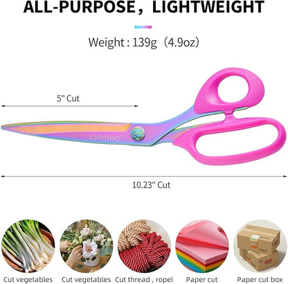 Fabric Scissors Stainless Steel Multi-Purpose shearswith Professional Titanium Coating forfor cutting clothes Leather Sewing Home and Office10 in