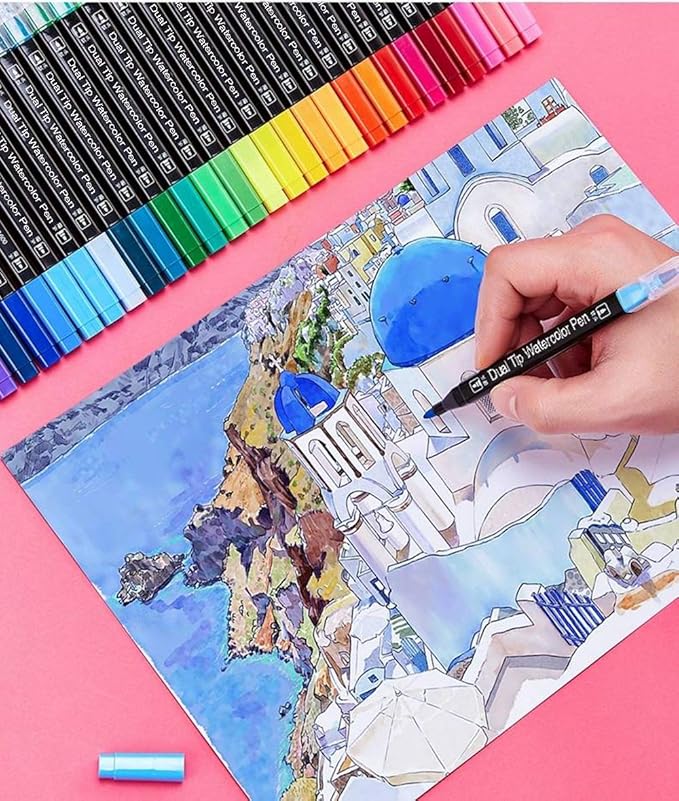 Dual Tip Markers for Kids, Washable Set, Art with Stand Portable Box, Gift For Kids (24 Colours)