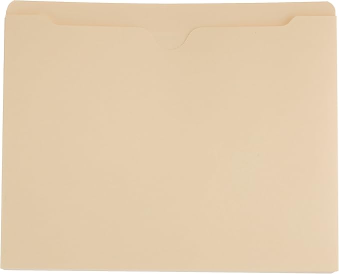 Amazon Basics File Folders Jacket, Reinforced Straight-Cut Tab, Flat-No Expansion, Letter Size, Manila, 100-Pack - AMZ600
