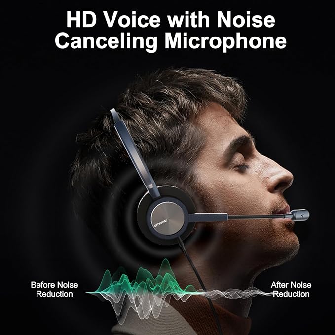 Cisco Landline Phone Headset One Ear Office Wired Telephone Headset with RJ9 Jack Works for Cisco CP-7841 7931G 7940 7941G 7942G 7945G 7960 7961G 7962G 7965G 7970 8841 8851 8961 etc