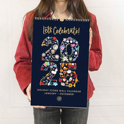 bloom daily planners 2025 Calendar Year Monthly Hanging Wall Calendar (January 2025 through December 2025) - Large 11” x 17” - Holiday Icons