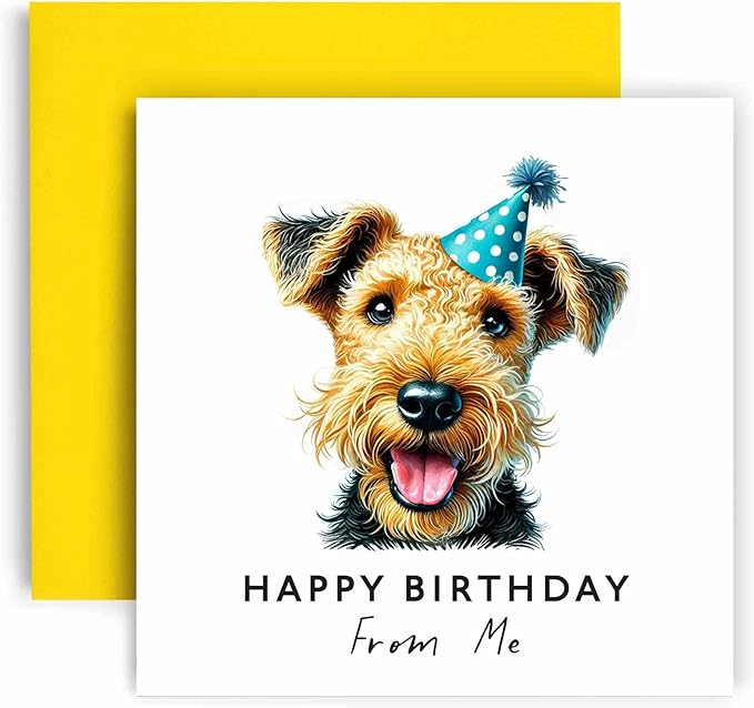 Huxters Birthday Card from the Dog – Airedale Terrier - Happy Birthday to Dog Mum and Dog Dad – Birthday Card from the Dog to Friends Family First Birthday (Airedale Terrier)