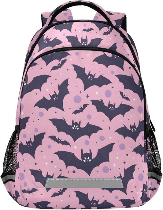 MNSRUU Laptop Backpack with Chest Strap, Cute Bats School Backpack, Travel Hiking Backpack for Boys Girls Teen Adult, Rucksack, Knapsack