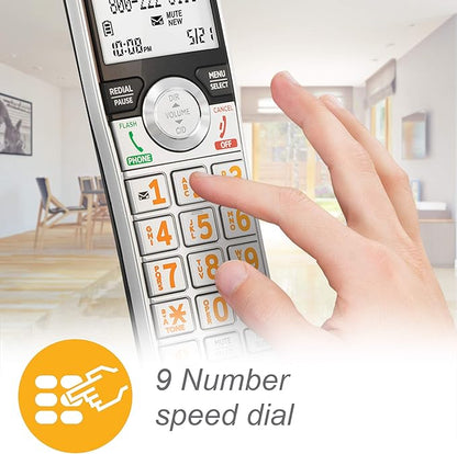 AT&T CL84307 Dect 6.0 Expandable Corded/Cordless Phone with Smart Call Blocker, Silver/Black with 3 Handsets