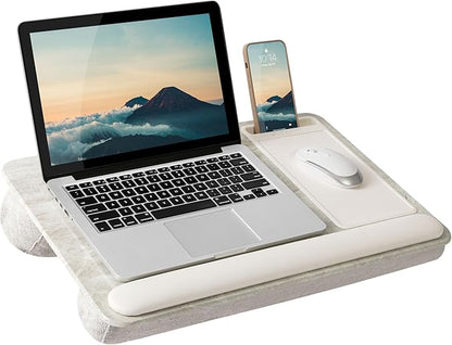 LAPGEAR Home Office Pro Lap Desk with Wrist Rest, Mouse Pad, and Phone Holder - Taj Mahal Marble - Fits up to 15.6 Inch Laptops - Style No. 91601