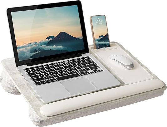 LAPGEAR Home Office Pro Lap Desk with Wrist Rest, Mouse Pad, and Phone Holder - Taj Mahal Marble - Fits up to 15.6 Inch Laptops - Style No. 91601