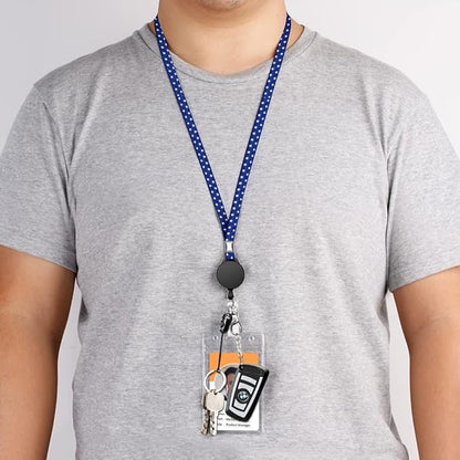 6 Pack Retractable Badge Lanyards and ID Badge Holder, Strap Lanyard with Swivel Metal Clasp for Badge Holders, Keychains, Offices, Staff, Students, Employees, American Flag