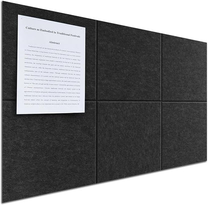 Large Felt Bulletin Board(36" x 24"),Cork Board Alternative,6 Pack Felt Wall Tiles with Safe Removable Adhesive Tabs,Notice Pin Board/Message Board/Vision Board for Office, School & Home