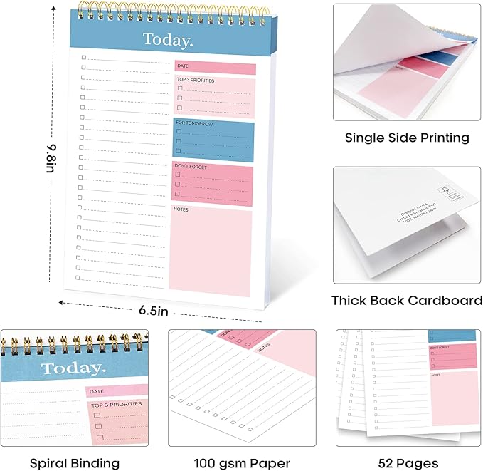 To Do List Pad - To Do List Notebook for Work with 52 Sheets, Undated Daily Planner Perfect for Daily Tasks and Goal Setting, To Do List Notepad Suitable for Office, Home and School-Early Dawn