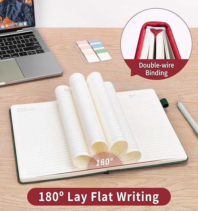 Lined Journal Notebook for Women Men, A5 Hardcover Leather Journals for Writing, 200 Pages Thick Paper, Daily Journal Notebook for Work, School, Note Taking, Business, Travel, College Ruled