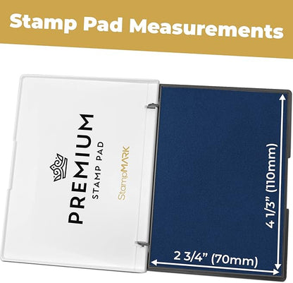 Premium Stamp Pad Medium Size 3" x 4" - for Traditional Rubber Stamps - Felt Pad Blue Color