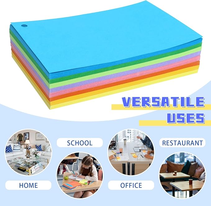 Tecmisse 160 PCS Index Card 4 x 6 Thick, 180 GSM Blank Flash Cards, Colored Note Cards, Blank Study Cards for School Learning and Office Supplies, 8 Colors