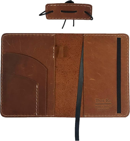 Leather Cover for Field Notes, Passport Cover, Leather Notebook Cover for 3.5" x 5.5" with Pen Holder, Only Cover (Bourbon)