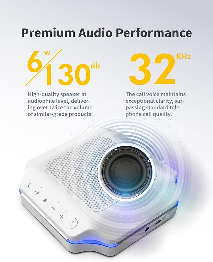 KURO CSP-102 Bluetooth AI Speakerphone Conference Speaker and Microphone with AI Noise Cancellation Long Coverage 360 Degree Voice Pickup Wireless Office Mic for Zoom Meeting Skype Teams Black