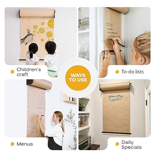 IDL Packaging 24" Wall Mounted Kraft Paper Roll Dispenser & Cutter for Rolls up to 24" Wide and 9" in Diameter – Durable Paper Holder with a Serrated Blade – Wall Mount Set Included