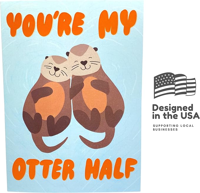 Sleazy Greetings Anniversary Card For Boyfriend Girlfriend Husband Wife Fiance | Romantic Birthday Card For Him Her | Cute Valentine's Day Card | You're My Otter Half Card