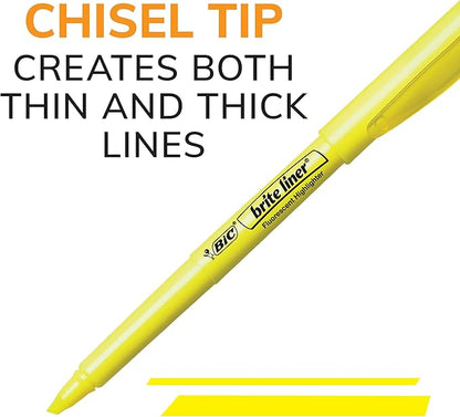 BIC Brite Liner Highlighters, Chisel Tip, 12-Count Pack of Pink Highlighters, Ideal Highlighter Set for Organizing and Coloring