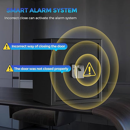 WASJOYE Fingerprint Biometric Safe Box, 2.0 Cu Ft Fireproof Safe Box with Finger Identification Key-Lock, Fingerprint Safe for Home Office Hotel Jewelry Document Passport Valuables Gun Safe Storage