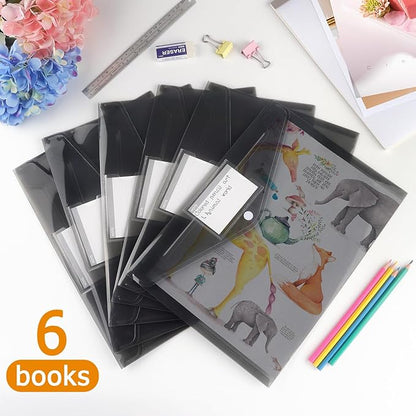 Tamaki 6 Pack Plastic Envelopes Poly Envelopes, Clear Document Folders Plastic File Folders for Home Work Office Organization, Letter Size/A4 Size(Dark Grey)