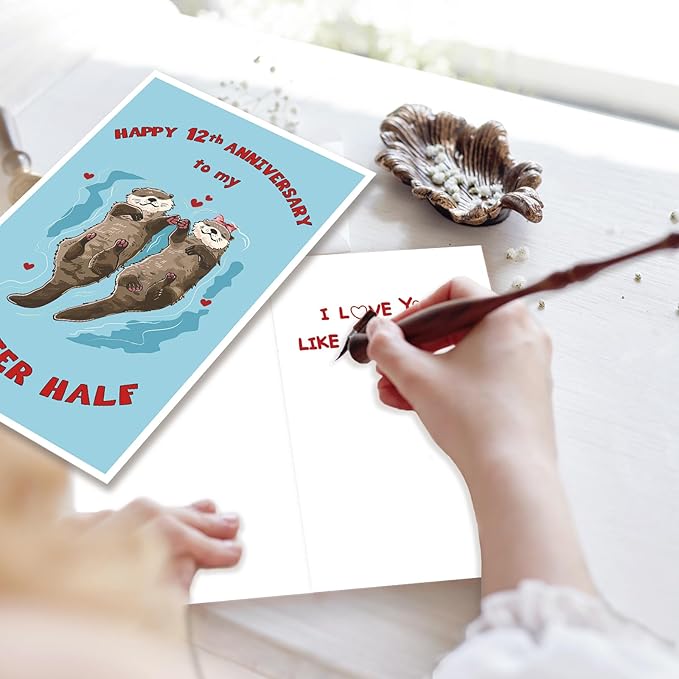 Lovely 12th Wedding Anniversary Card for Husband Wife,Sweet 12 Year Anniversary Card for Dad Mom,Romantic 12th Gifts for Women Men