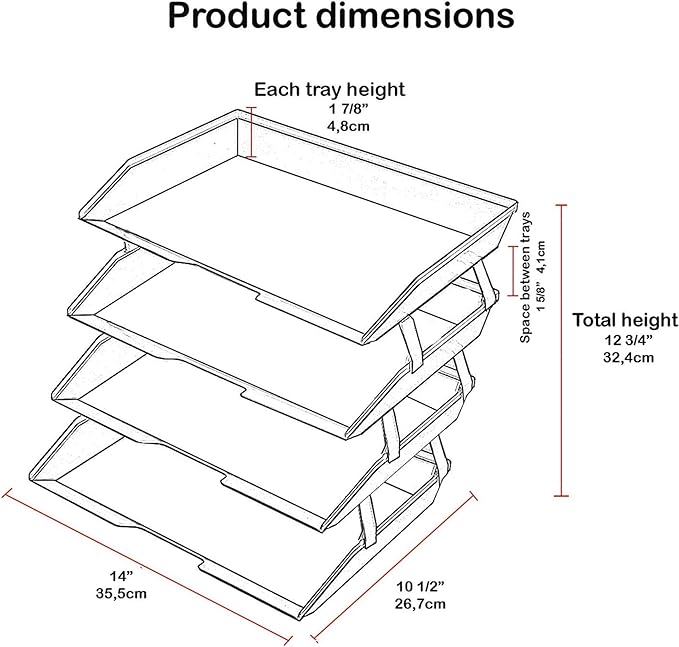 Acrimet 4 Tier Side Load Letter Tray Facility, Desktop File Organizer, A4 Letter Size Paper Organizer, Minimalist Storage Solution Paper Tray for Office, Home, Classroom (Plastic, Solid Blue Color)