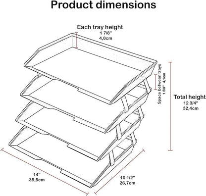 Acrimet 4 Tier Side Load Letter Tray Facility, Desktop File Organizer, A4 Letter Size Paper Organizer, Minimalist Storage Solution Paper Tray for Office, Home, Classroom (Plastic, Clear Green Color)