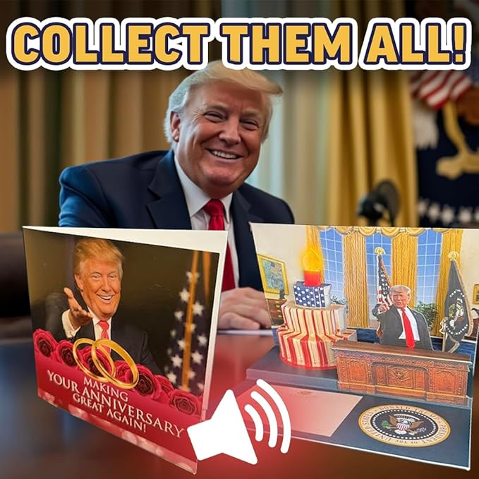 OUR FRIENDLY FOREST Talking Trump Anniversary Card - Authentic Voice Recording - Personal Anniversary Message from Presidential Collection - Includes Envelope