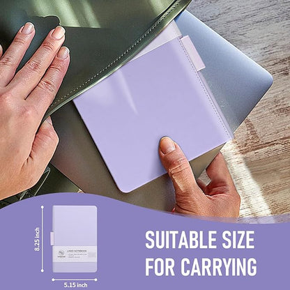 Hardcover Executive Notebooks, 160 Pages Line Ruled Classic Notebook Journal, Leather Notebooks with Pen Loop for Bussiness College Writing (MintPurple)