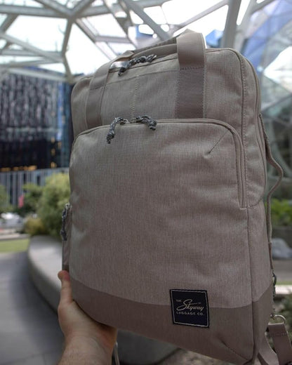 Skyway Luggage Rainier Deluxe Backpack, Eco-Friendly, Made of 100% rPET Travel Laptop Bag for Women & Men, Flight Approved Carry On Bag, 17L, Zion Gray