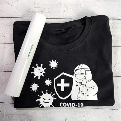 VINYL FROG Heat Transfer Vinyl Roll HTV Vinyl - 12" x5ft White Iron on Vinyl for T-Shirts, Heat Press Vinyl for DIY Craft Designs (White)