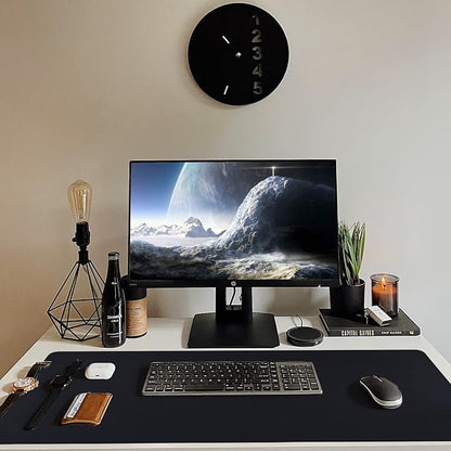Leather Desk Pad, Mouse Pad, Non-Slip Desk Protector Mat, Leather Desk Blotter, Computer Desk Pad, Waterproof Desk Mat for Home Office and Decor - Black (31.5×15.7 Inches)