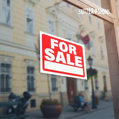 For Sale Signs for Vehicles Sticker 2pcs | Self Stick On For Sale Sign for Car Window, Business, Owner | Outdoor Weatherproof Vinyl Sticker Signs, 10" x 7"