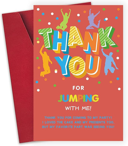 Jump Birthday party thank you card Trampoline Party Thank you note Bounce house party