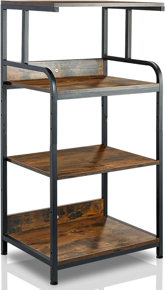 4 Tier Printer Stands, Printer Desk with Wheels, Multipurpose Office and Home Printer Stands, Shelving for Printers or Office for Fax Machines, Scanners, Printer carts for Office Vintage Brown
