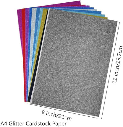 Baisunt 20 Sheets Gray Glitter Cardstock Paper for DIY Art Project, Scrapbook, Birthday Wedding Party Decoration 250GSM(8x12 In, Non Adhesive)