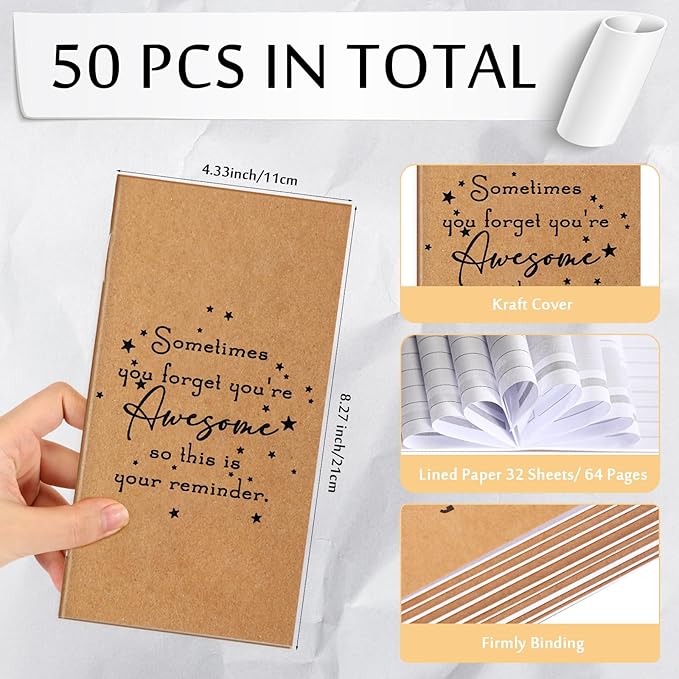 Yeaqee 50 Pcs Undated Weekly Planners Bulk Inspirational to Do List Weekly Goals Notepads Thank You Traveler Journal Team Appreciation Gift for Employee Staff Coworkers Christmas(Awesome)