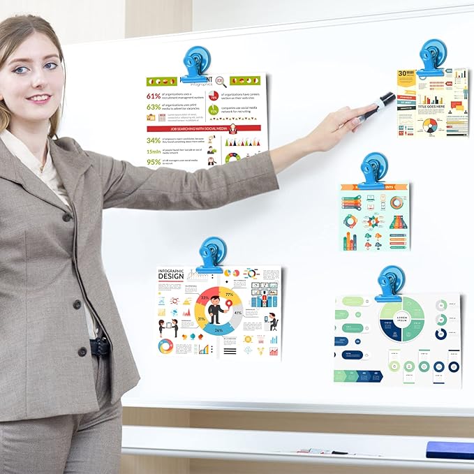 20 Pack Magnetic Clips Refrigerator Magnets, Heavy Duty Magnet Clips, Clip Magnets Fridge, Magnet Clips for Whiteboard Locker Cruise Decor (Light Blue)