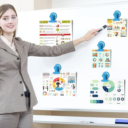 20 Pack Magnetic Clips Refrigerator Magnets, Heavy Duty Magnet Clips, Clip Magnets Fridge, Magnet Clips for Whiteboard Locker Cruise Decor (Light Blue)