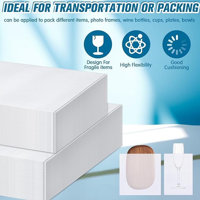 100 Pack Foam Pouches for Packing Supplies Cushion Foam Pouch for Dishes Chinaware Glasses Moving Fragile Items Wrapping and Transportation Storage (2 Sizes)
