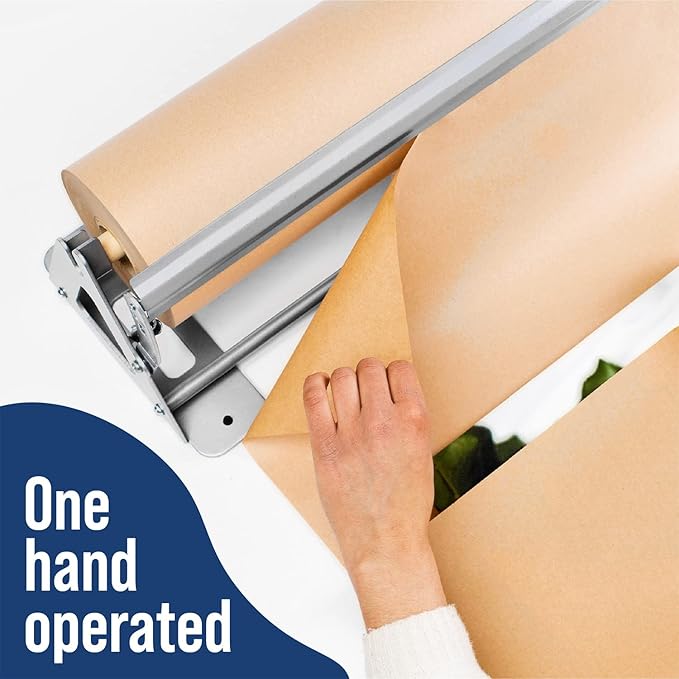 DIY Crew 36 Inch Paper Roll Dispenser and Cutter - Heavy-Duty Wall Mountable, Non Slip Tabletop - Kraft, Freezer, Butcher Paper - Up to 1000ft Rolls