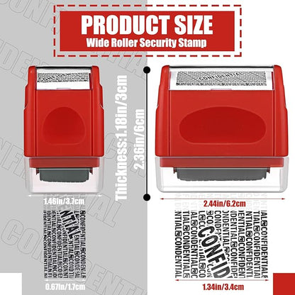 Nezyo 2 Pack Identity Protection Roller Stamp Identity Theft Stamp Confidential Roller Stamp Privacy Stamp Information Blocker Stamp and 4 Pack Refill Ink for ID Account Data Address Security(Red)
