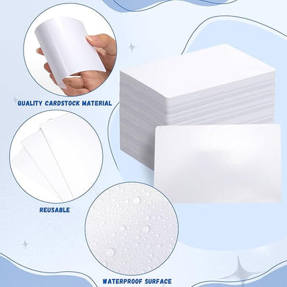 120Pcs Dry Erase Index Cards Notecards Blank Reusable Flash Cards Sheets Game Cards Study Business Note Cards for School Office Housework Taking To Do List(White, 3 x 5 Inch)