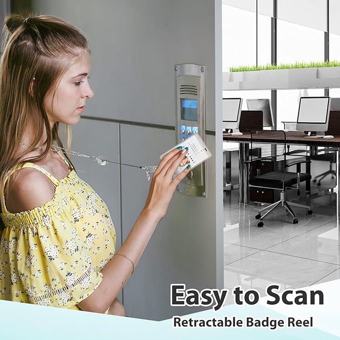 Prudiut Lanyards for Id Badges Stainless Steel Badge Lanyards with 2 Pcs Waterproof Id Badge Holder Retractable Id Badge Lanyards Teacher Lanyard for Cruise Ship Key Cards Id Badges