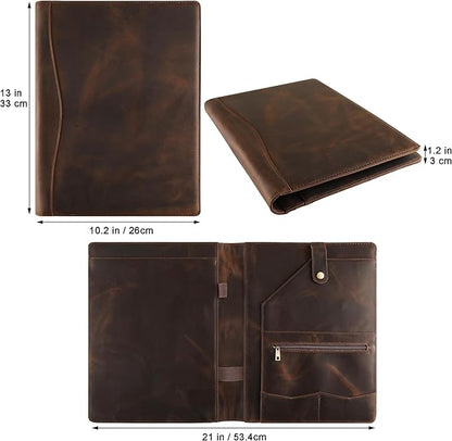 Personalized Leather Portfolio for Lefty, Engraved Leather Notepad Portfolio Binder, Custom Leather Legal Pad Padfolio, Christmas Gift for Him/Her (Notepad, Khaki-Custom)