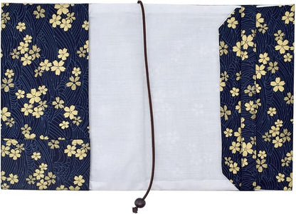 BLBMH A5 Book Cover for Paperbacks- Adjustable Fabric Book Sleeve Cover Protector Fit for 5.5x8.2 inch Hardcover Softcover Book Novels Notebook -Blue Cherry Blossoms