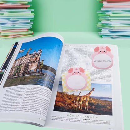 8 Packs Kawaii Piggy Sticky Notes, Aesthetic Sticky Notes Set, Cartoon Inspirational Sticky Notes, Animals Shape Markers, Cute Anime Sticky Note Tabs for Office School Creative Gifts