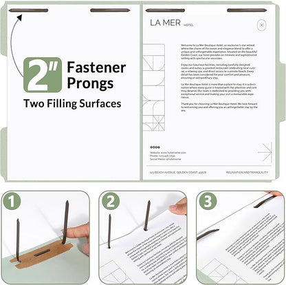 SUNEE File Folders with Fasteners, Manila Folders Letter Size, 2 Reinforced Fasteners, 1/3-Cut Tab, Pastel Color, 50 Pack, Keep Organized for Your Office Documents School Files